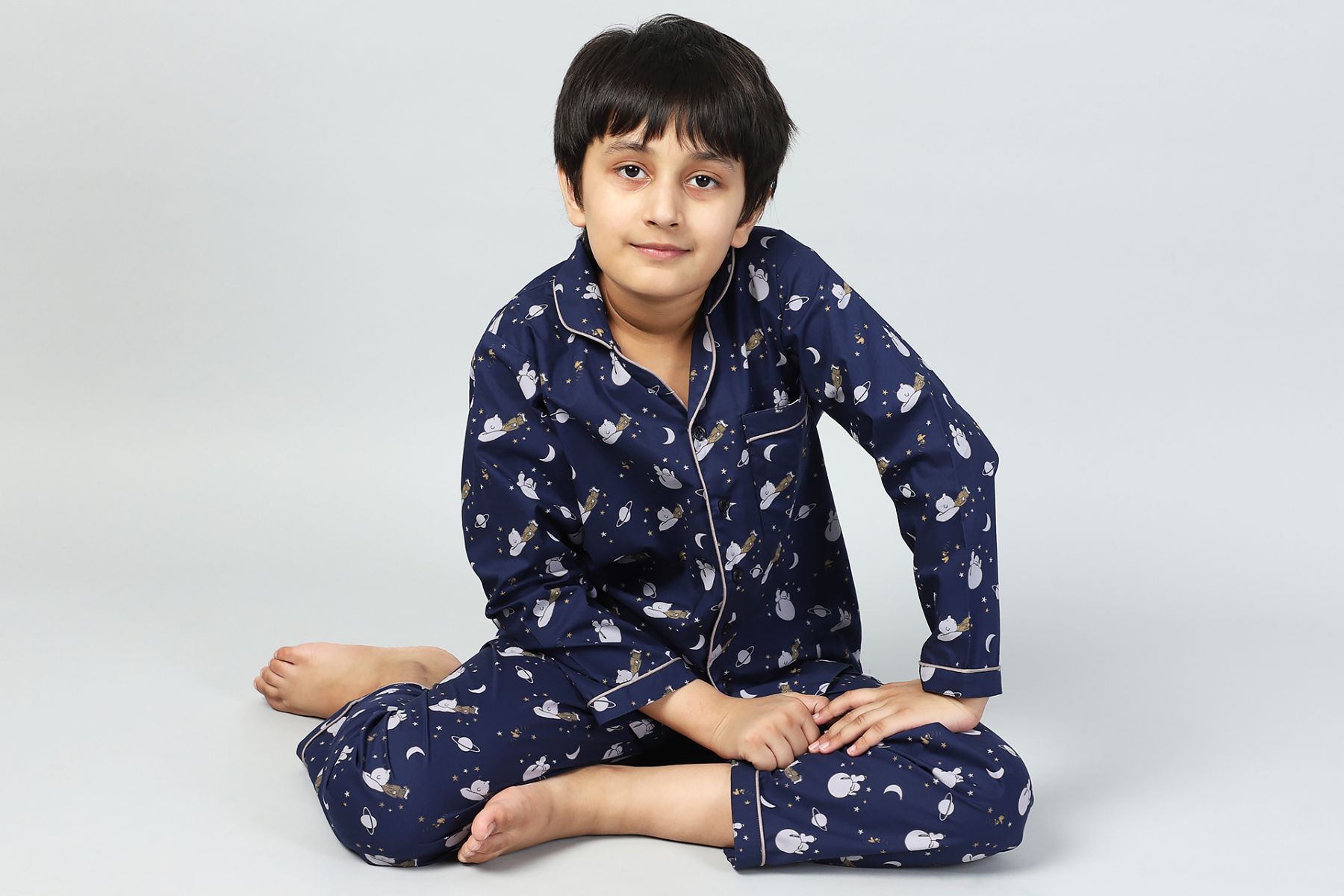 BLUE SLEEPING SPACE FULL / HALF SLEEVE'S NIGHT SUIT Set-for children – Hush  Bunny